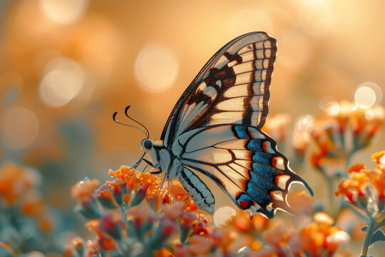 A butterfly with wings that shimmer and sparkle like fire.