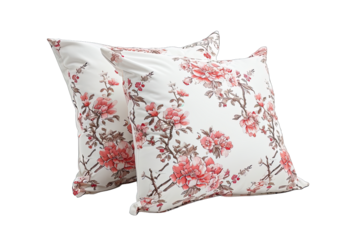 White And Coral Luxury Pillow With Floral Pattern On Transparent Background