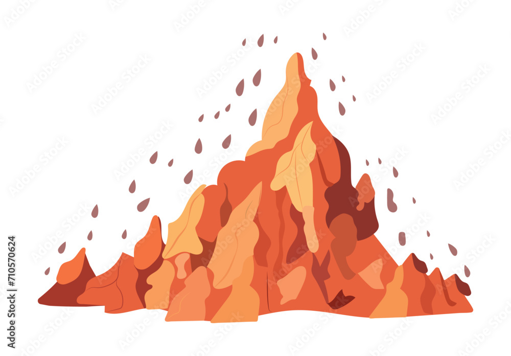 Poster volcano of colorful set. this image showcases a mesmerizing design of a volcanic explosion, where th