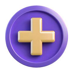 Obraz premium Rounded Plus Sign symbol 3d isolated on transparent background