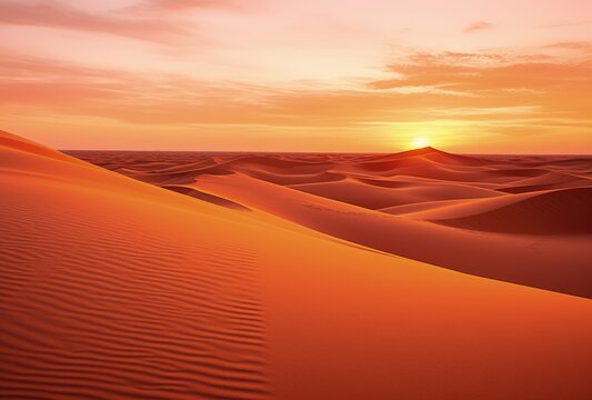 Sunset in the Desert With Sand Dunes © Ilugram