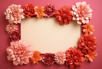 Fototapeta na wymiar Paper Flower Picture Frame