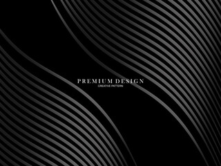 Abstract futuristic dark black background with waving design. Realistic 3d wallpaper with luxurious flowing lines. Elegant background for posters, websites, brochures, cards, banners, apps etc.	