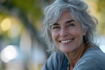 Smiling Gray-Haired Woman