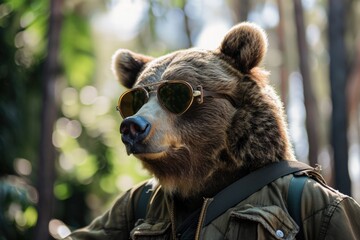 Brown Bear With Sunglasses and Jacket