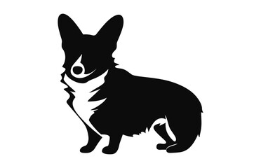 A Corgi Dog black vector Silhouette isolated on a white background