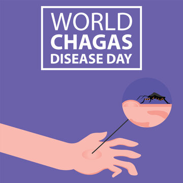 illustration vector graphic of zoom view of human hand skin biting insect, perfect for international day, world chagas disease day, celebrate, greeting card, etc.