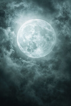 Mystical Foggy Midnight Scene Isolated on White Background