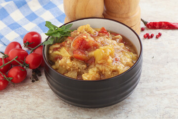 Caucasian Mangal salad with baked vegetables