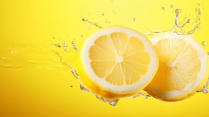 Lemons in water, mystical, abstract background.	
