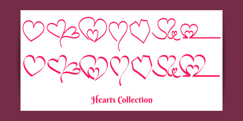 Vector illustration of Happy Valentines Day Hearts collection social media feed template