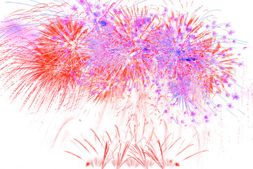 colourful firework display set for celebration happy new year and merry christmas and  fireworks on white background