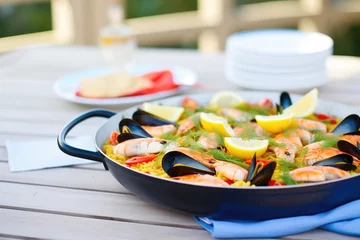 Foto op Canvas spanish paella with seafood and saffron rice © primopiano