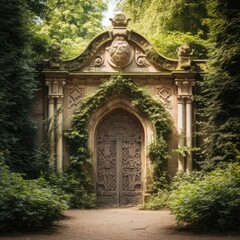 Entrance to the garden of the castle in Gdansk, Poland