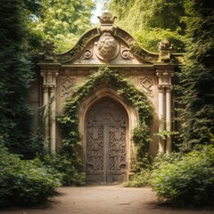 Fototapeta premium Entrance to the garden of the castle in Gdansk, Poland