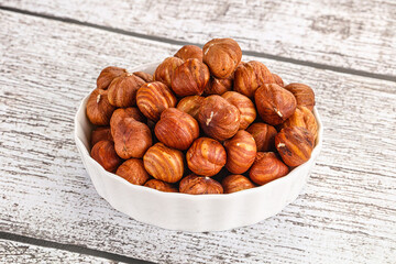 Heap of raw natural hazelnut