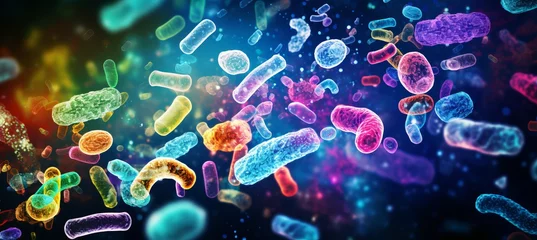 Foto op Plexiglas Microscopic probiotic bacteria for digestive health and treatment in biology and medicine © Ilja