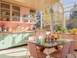 interior of a modern and bright kitchen in a country house.