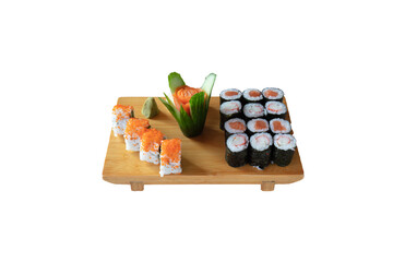 sushi on a plate, isolated, white background