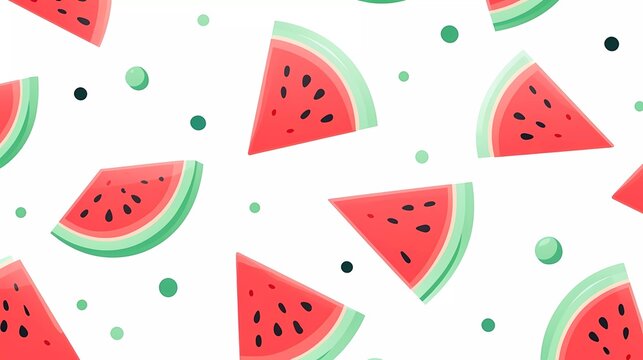 cute fruit pattern smiling watermelon on white background. generative ai