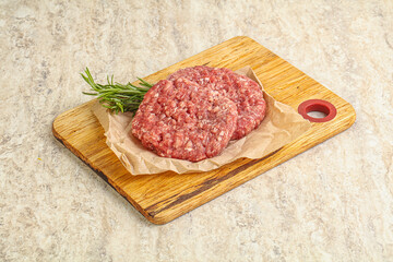 Raw beef burger cutlet for grill