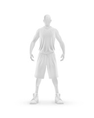 basketball player front view on white background