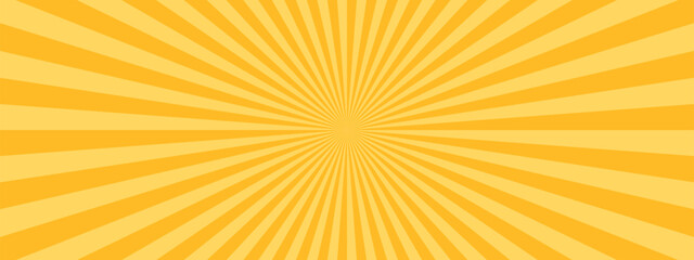 シンプルな集中線　サンバースト　黄色　オレンジ　素材　バナー　背景　横　横長  バナー　ハロウィン - obrazy, fototapety, plakaty