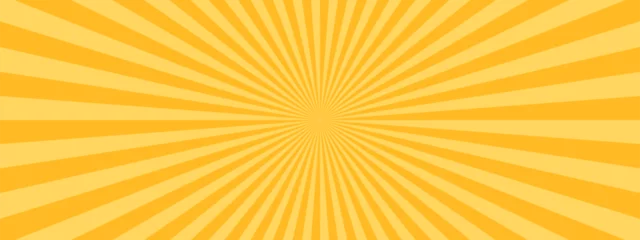 Zelfklevend Fotobehang シンプルな集中線　サンバースト　黄色　オレンジ　素材　バナー　背景　横　横長  バナー　ハロウィン © samemen