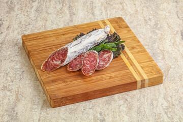 Spanish pork fuet dry sausage