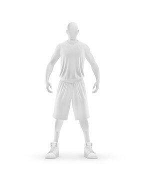 Basketball Player Front View On White Background