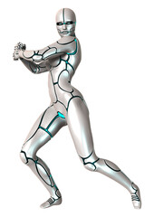 3D Rendering Female Robot on White