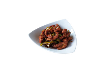 Chinese food chicken with ginger sauce , isolated