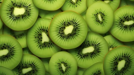 Green kiwi fruit decorative background. generative ai