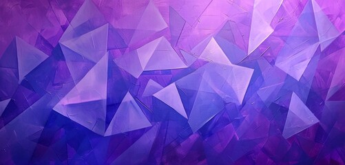 Rhythmic cobalt and lavender triangles on a lilac canvas.