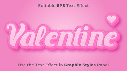Editable EPS Text Effect of Valentine for Title and Poster. 3D Template, Headline Template, Love
