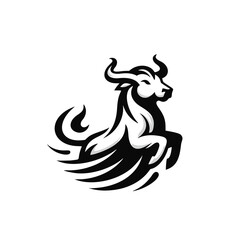 Dynamic Vector Logo Featuring a Charging Bull. Powerful Symbol of Strength and Resilience for Corporate Branding, Financial Services, and Marketing. Striking and Versatile logo on a white Background.
