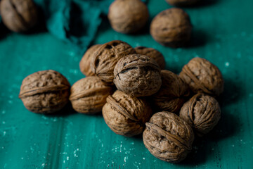 walnuts on wooden table