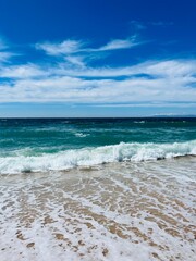 Waved ocean, blue ocean horizon, seascape horizon background, natural ocean view