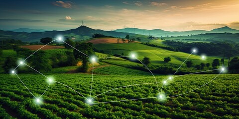 Images illustrate blockchain-enabled supply chains or traceability in agricultural products