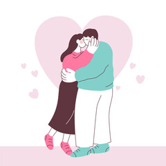 Valentine's Day Couple Standing and Kissing