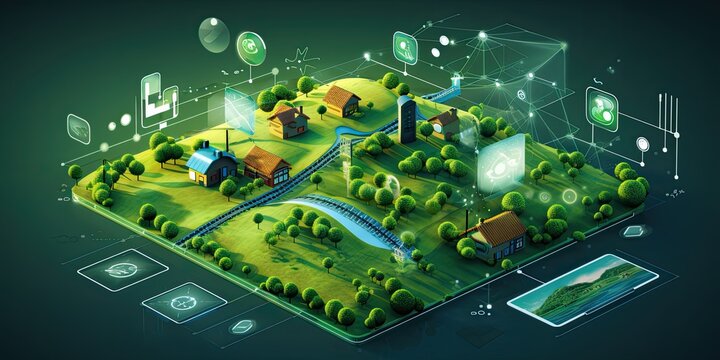 Represents digital tools for planning, monitoring, and managing farm operations