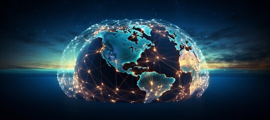 Global network  interconnected communication lines facilitating instant global connections