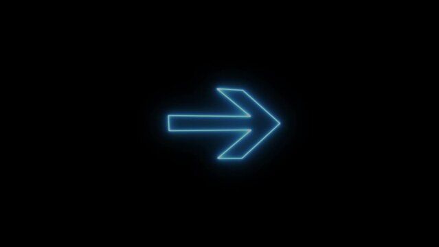Abstract directional neon arrow icon and loop loading animation background 