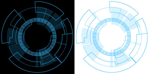 circle holographic blue. technology abstract hud transparent background.
