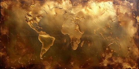 Elegant golden world map texture for luxurious background design - obrazy, fototapety, plakaty