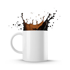 mug with splash on white background