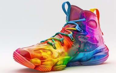 Colorful trendy basketball sneakers