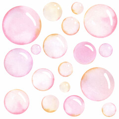 Watercolor soap bubbles. Vector pattern