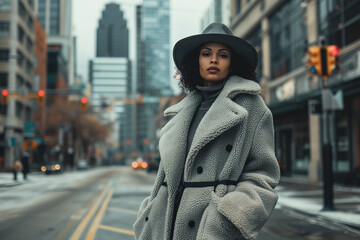 Elegant woman in urban winter