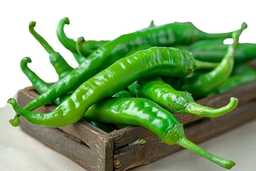 Keuken spatwand met foto Spicy scene Green chili peppers create a lively and eye catching display © Muhammad Shoaib